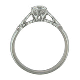 Edwardian Vintage Style Diamond Engagement Ring with Decorative Split Shoulders  in 18ct white gold
