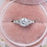 Edwardian Style Diamond Engagement Ring with Decorative Split Shoulders