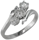 Diagonal Twist Diamond 3 Stone Ring in Art Deco Design