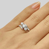 Unique diagonal three stone diamond ring in platinum