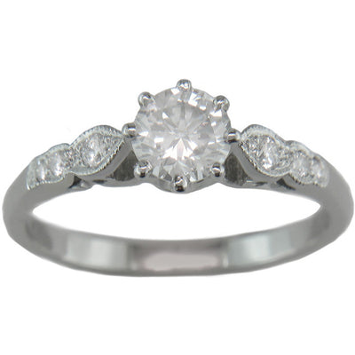 Edwardian vintage style ring setting with diamond side stones, Model 3476
