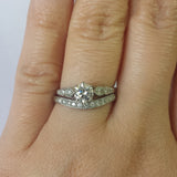 Edwardian Engagement Ring Design in White Gold with Curved Diamond Shoulders
