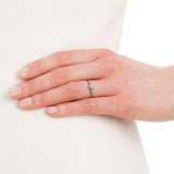 Vintage white gold engagement ring on hand - Model 3476