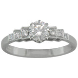 Art Deco Style Diamond Engagement Ring with Stepped Shoulders - Model 3495 - Larger View - This ring can be set with a diamond, ruby or sapphire.
