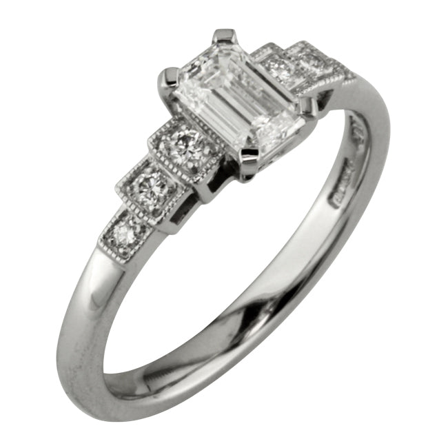 Emerald cut diamond engagement ring - made in UK