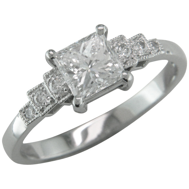 Princess cut diamond ring with 0.80 carat diamond.