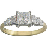 Antique style two tone ring in gold and platinum.