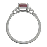 Side view of ruby and diamond ring in Art Deco style