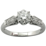 White Gold Art Deco Ring with Diamond-set Shield Shoulders