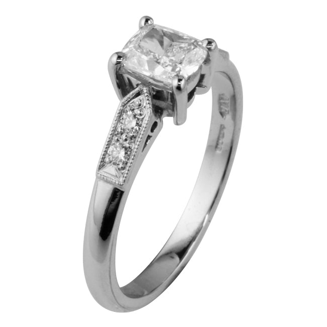 Cushion cut engagement ring in vintage design