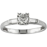 Art Deco platinum engagement ring with shaped claws