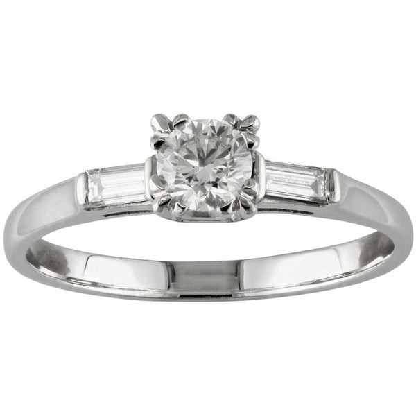 Art Deco platinum engagement ring with shaped claws