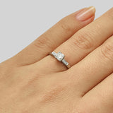 Art Deco Diamond Ring with Baguette Diamond Shoulders in Platinum