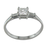 Princess cut diamond ring with baguettes from London jewellers.
