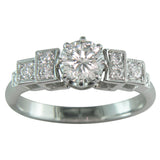 Large Art Deco Diamond Ring Design with Stepped Shoulders in White Gold
