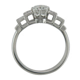 Large Art Deco Diamond Ring with Stepped Shoulders in White Gold