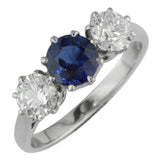 Vintage design sapphire and diamond engagement ring