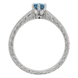 Aquamarine Engagement Ring with Vintage Style Engraving