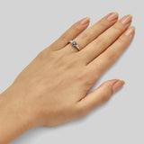 Round aquamarine engagement ring