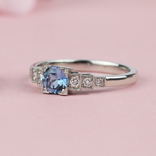 Aquamarine engagement ring with diamond accents
