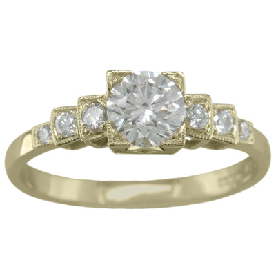 Gold Art Deco diamond ring made in UK.
