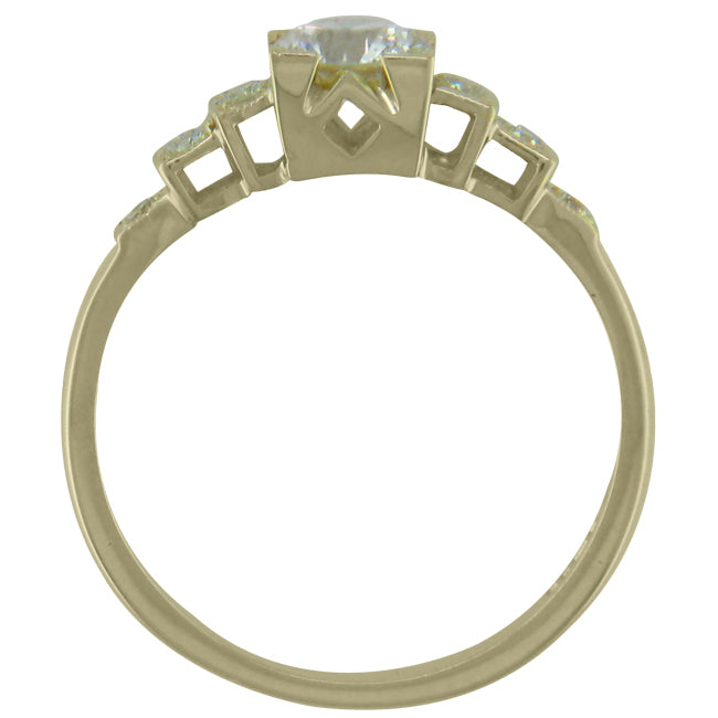 Side view 0.50 carat diamond ring Art Deco design.
