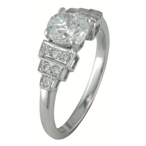 Dramatic Engagement Ring with Diamonds on Band