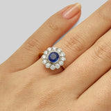 Edwardian style blue sapphire cluster ring