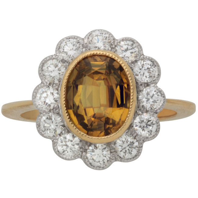 Golden sapphire cluster ring