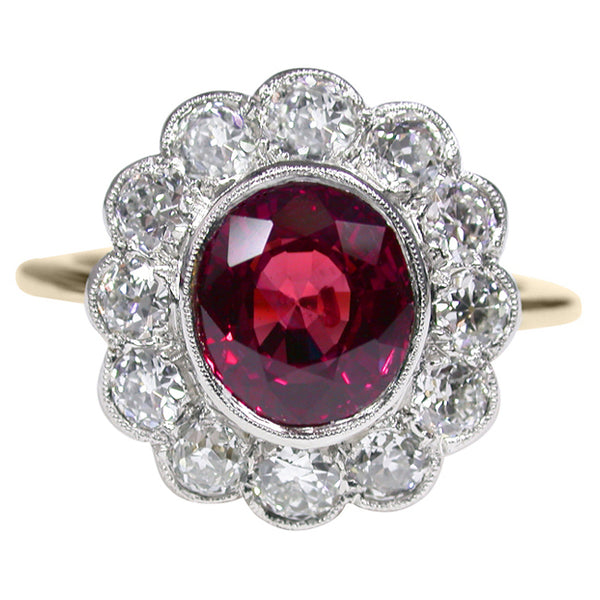Vintage ruby cluster ring