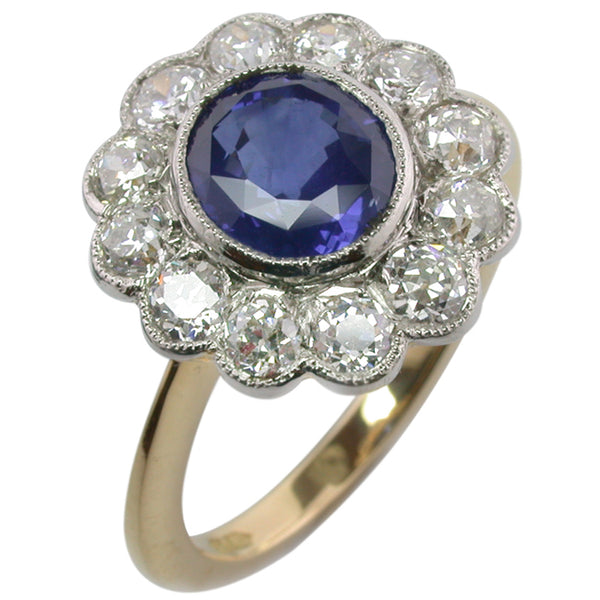 Large Vintage Sapphire Cluster Ring