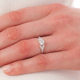 Edwardian Style Engagement Ring with Floral Diamond Shoulders