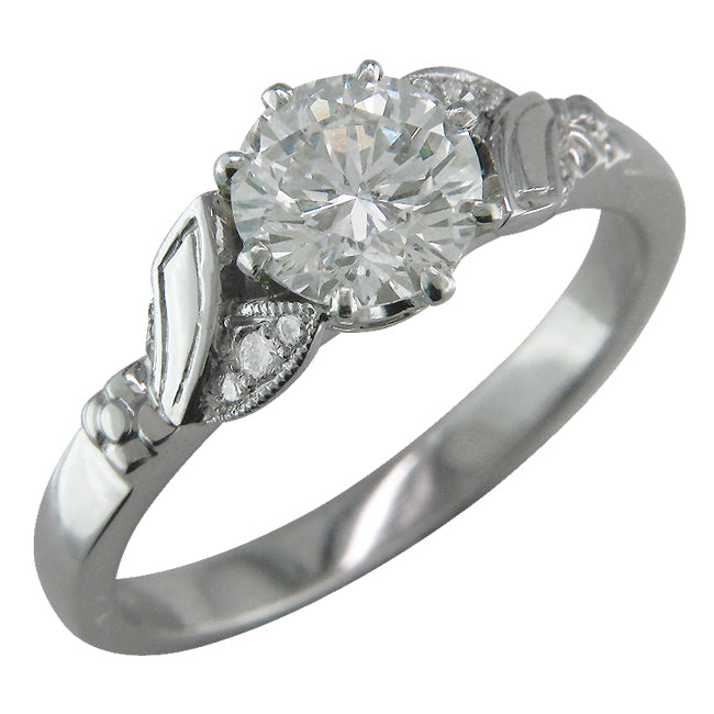 Vintage flower ring with a certified diamond