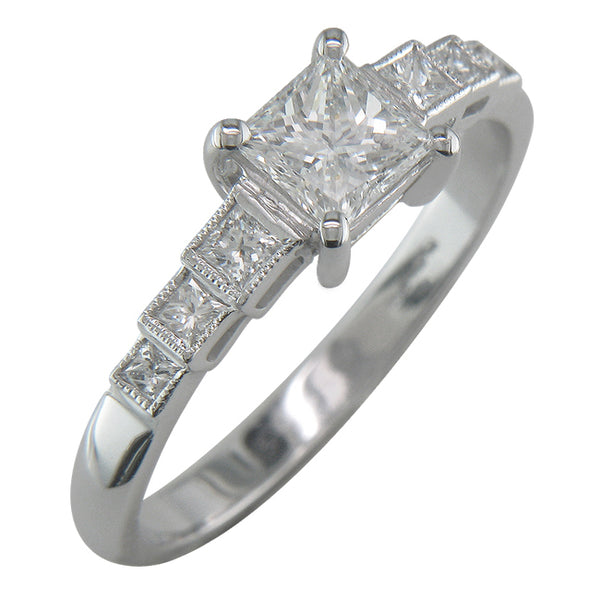 Art Deco inspired princess cut engagement ring