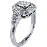Asscher cut halo ring with diamond band