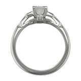 Unique Diamond and Platinum Ring with Baguette Diamond Shoulders