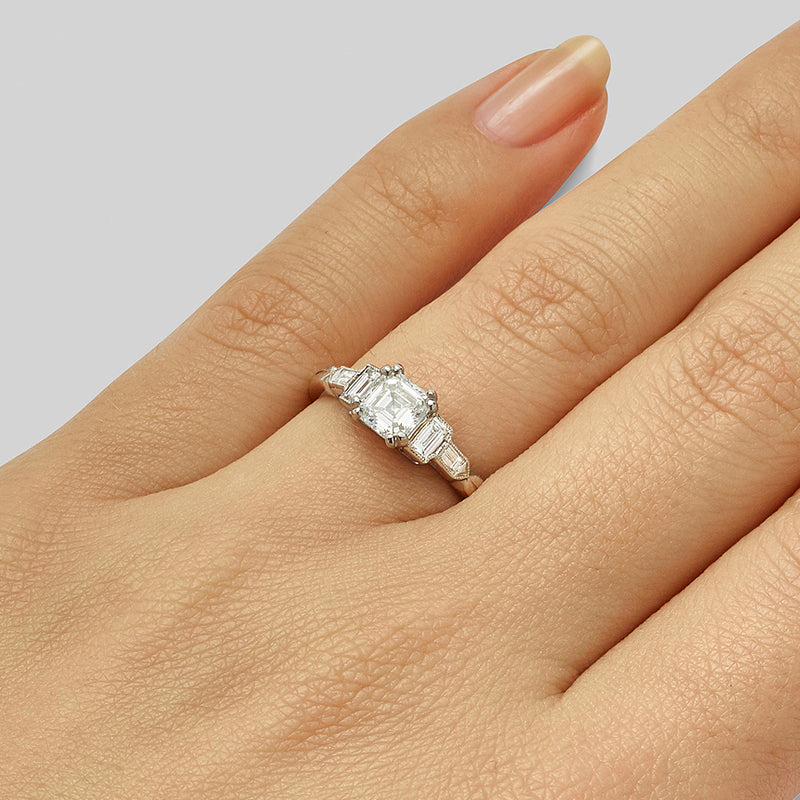 2 Ct Asscher Cut Diamond Solitaire Engagment Ring Platinum