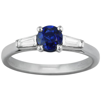 Art Deco sapphire ring with tapered baguette diamonds