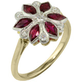 Edwardian ruby cluster engagement ring