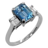 emerald cut aquamarine engagement ring in white gold