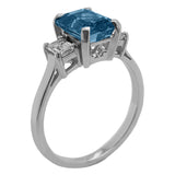 Art Deco aquamarine and diamond three stone ring