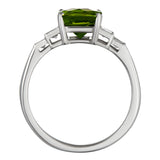 Cushion cut tourmaline ring with diamonds in 18ct white gold