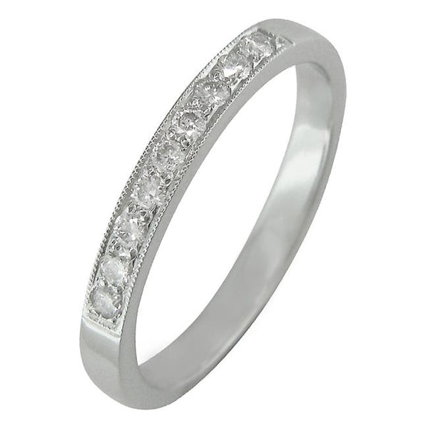 Vintage Diamond Wedding Ring with Pave Set Diamonds