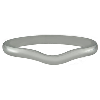 Gently curved platinum wedding ring.