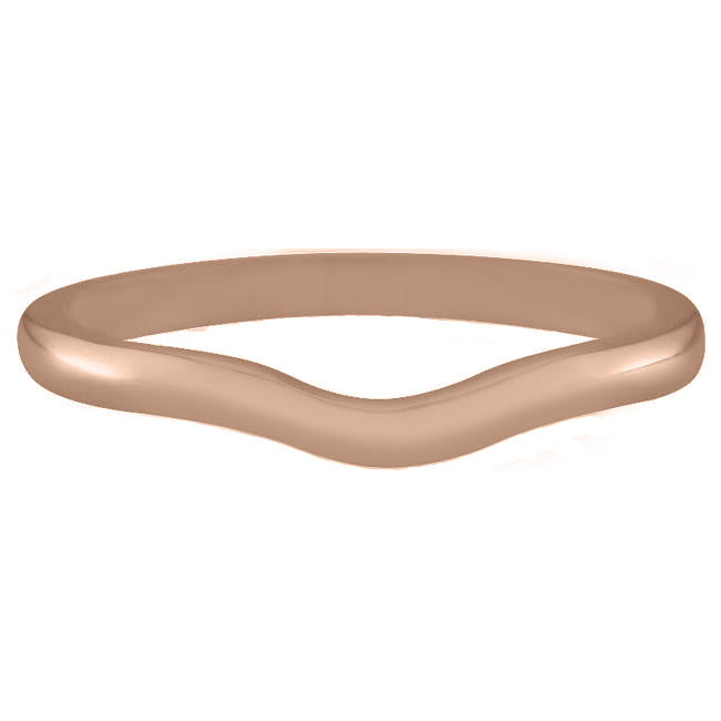 Rose gold wedding ring with shaped curved