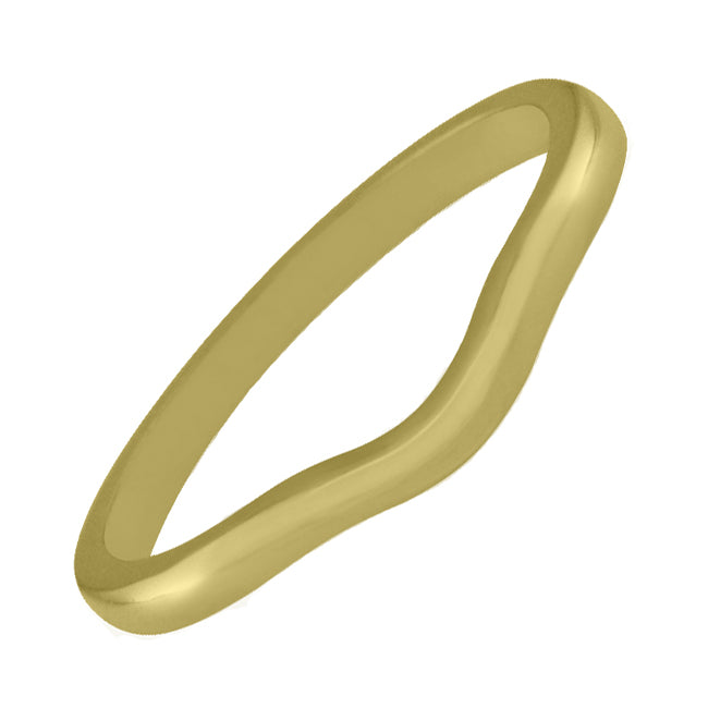 Curved and shaped wedding band in yellow gold for vintage rings.
