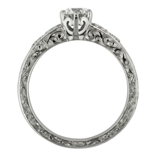 Engraved vintage diamond engagement ring - made in UK