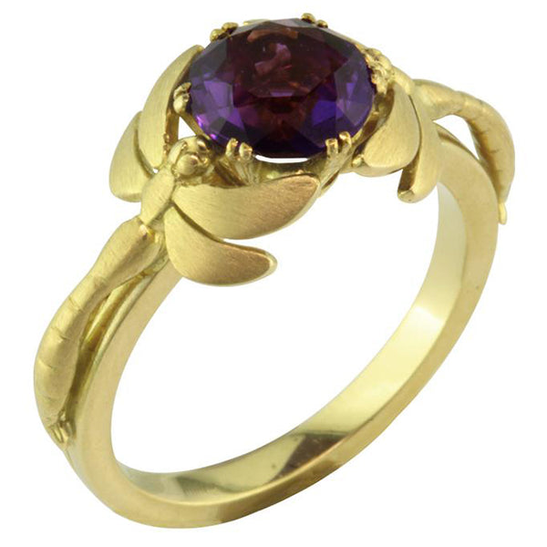 Amethyst dragon fly ring made in UK