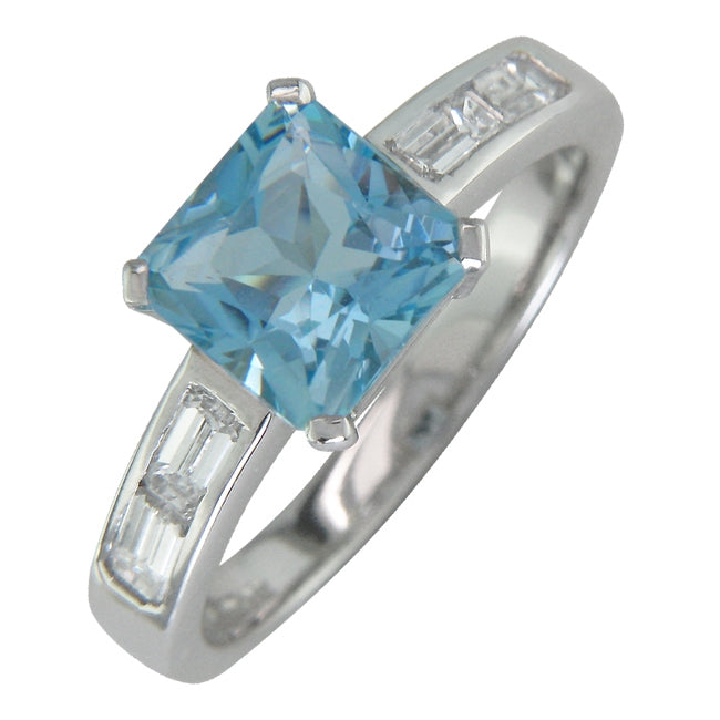 Square aquamarine-ring platinum