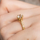 Vintage style yellow gold diamond engagement ring
